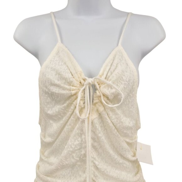 Free People Lace Ruched Love Her Tank Top Cami Ivory White Gardenia - Picture 7 of 12